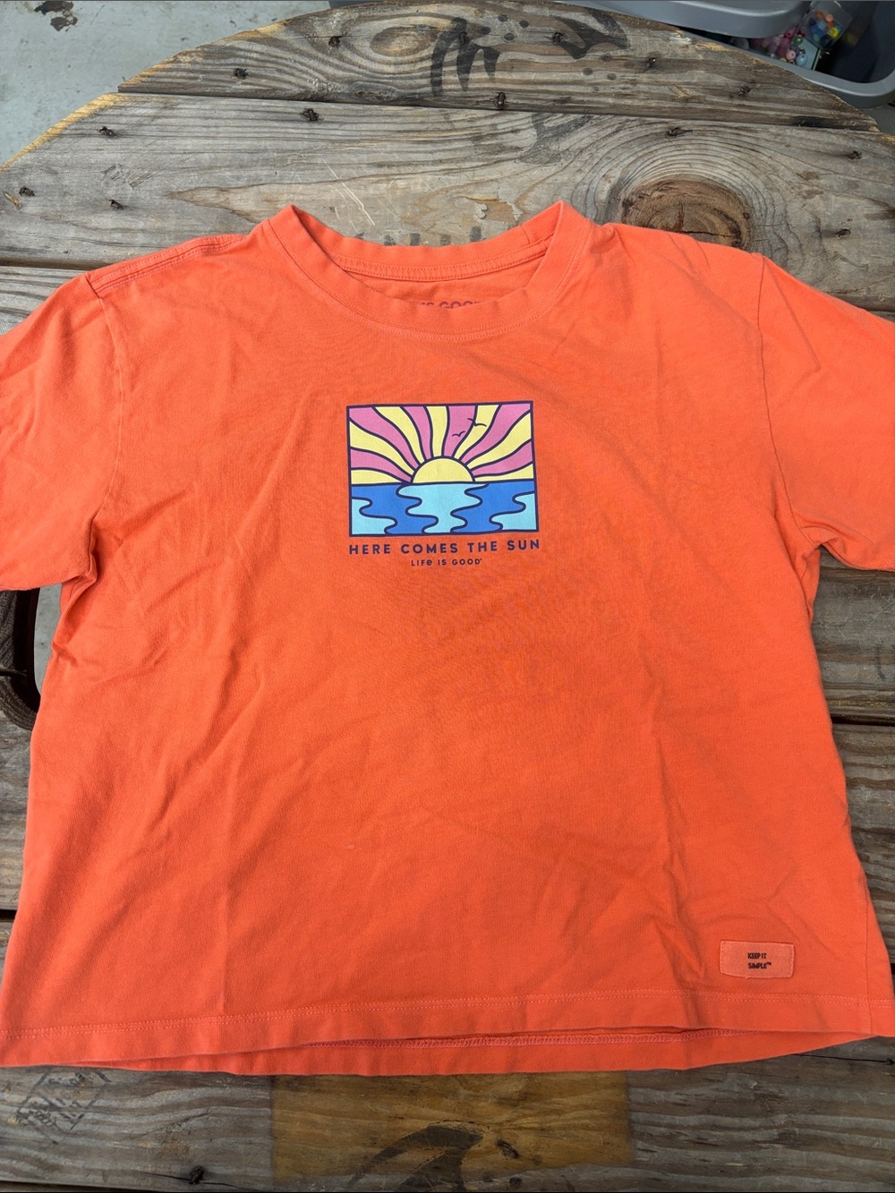 Life Is Good Orange Crusher‎ Tee with Sunrise Graphic Size Medium - Picture 2 of 6